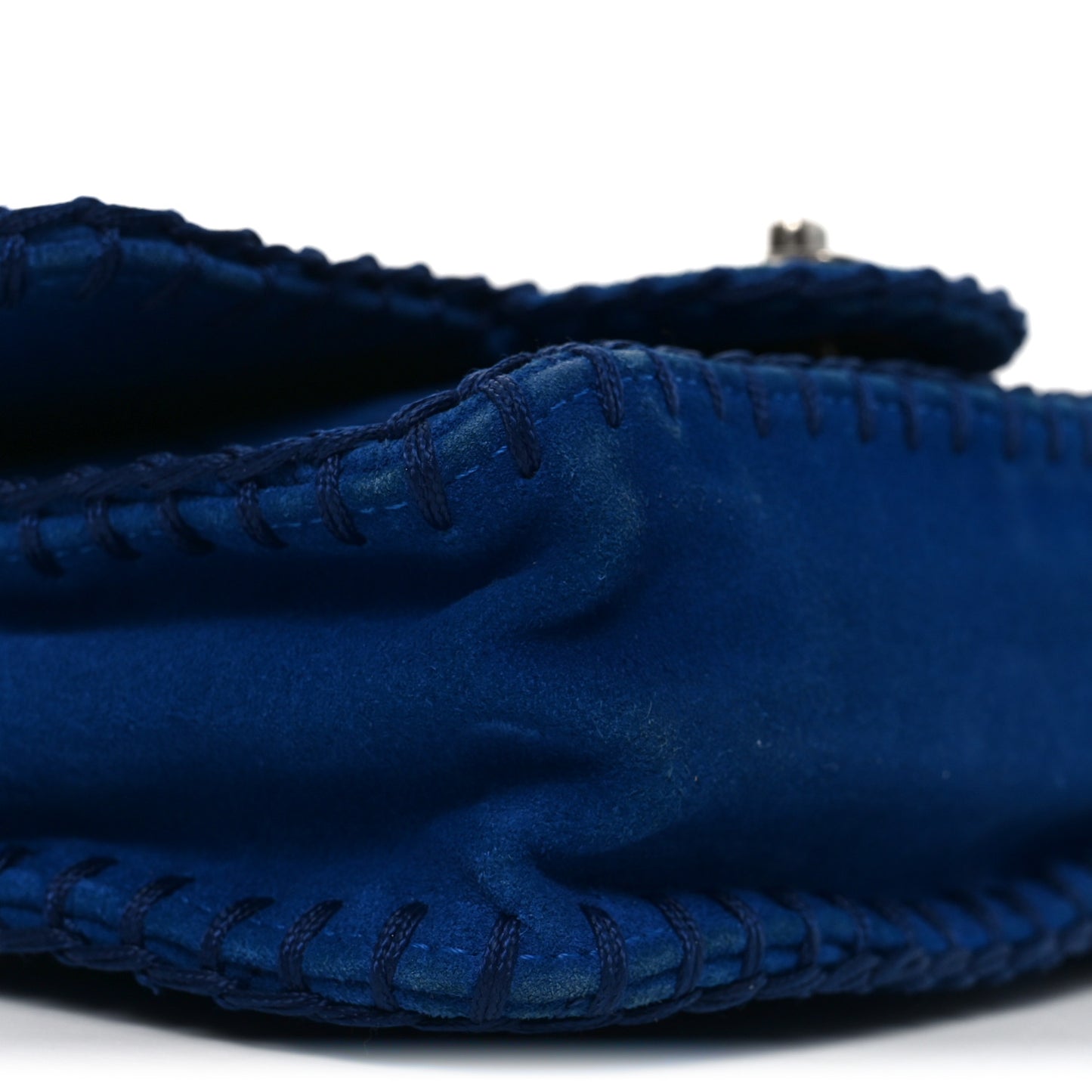 Suede Quilted Whipstitch Mini Flap Blue
