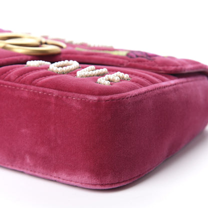 Gucci Velvet Matelasse Blind for Love Embroidered Medium GG Marmont Shoulder Bag Light Raspberry Rose Multicolor 7 of 10