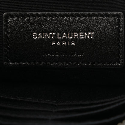 Saint Laurent Calfskin Crocodile Embossed Monogram Zip Pouch Black 11 of 14