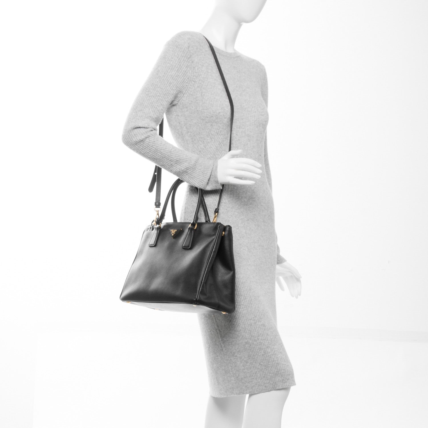 Prada Saffiano Medium Galleria Double Zip Tote Black 2 of 6