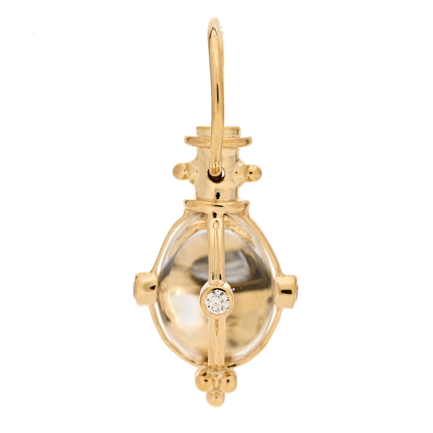 18K Yellow Gold Diamond Rock Crystal XS Classic Amulet Pendant