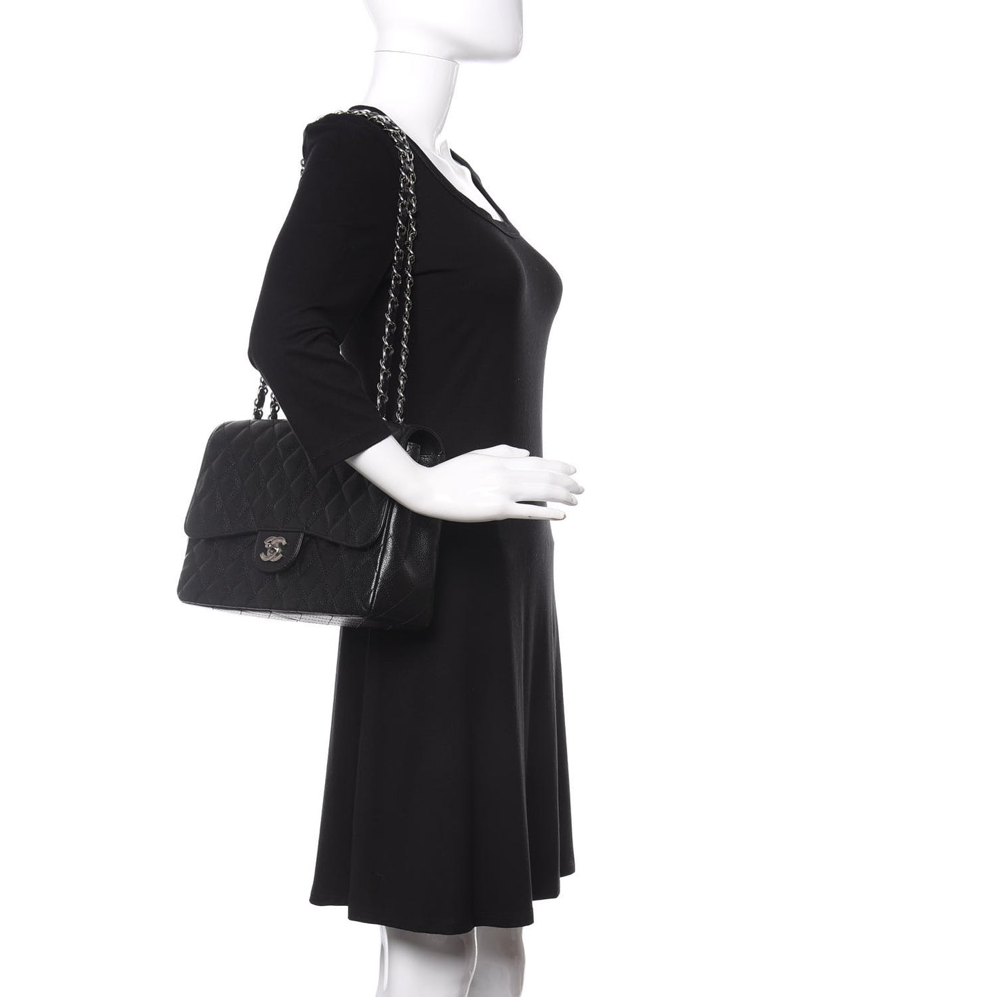 Caviar Quilted Jumbo Single Flap Black