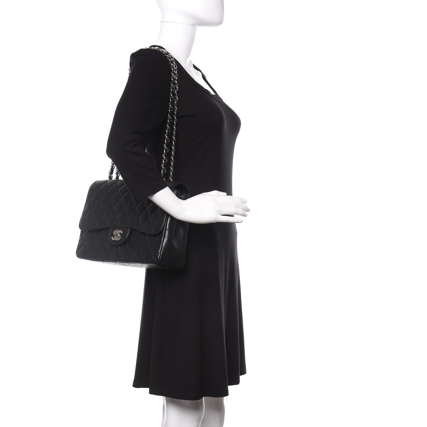 Chanel Caviar Quilted Jumbo Single Flap Black 2 of 11