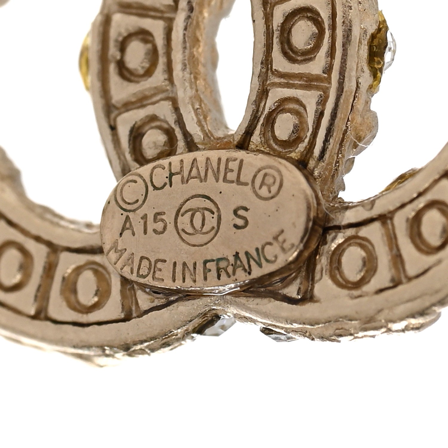 Chanel Metal Graduated Pearl Crystal CC Earrings Light Gold 4 of 6