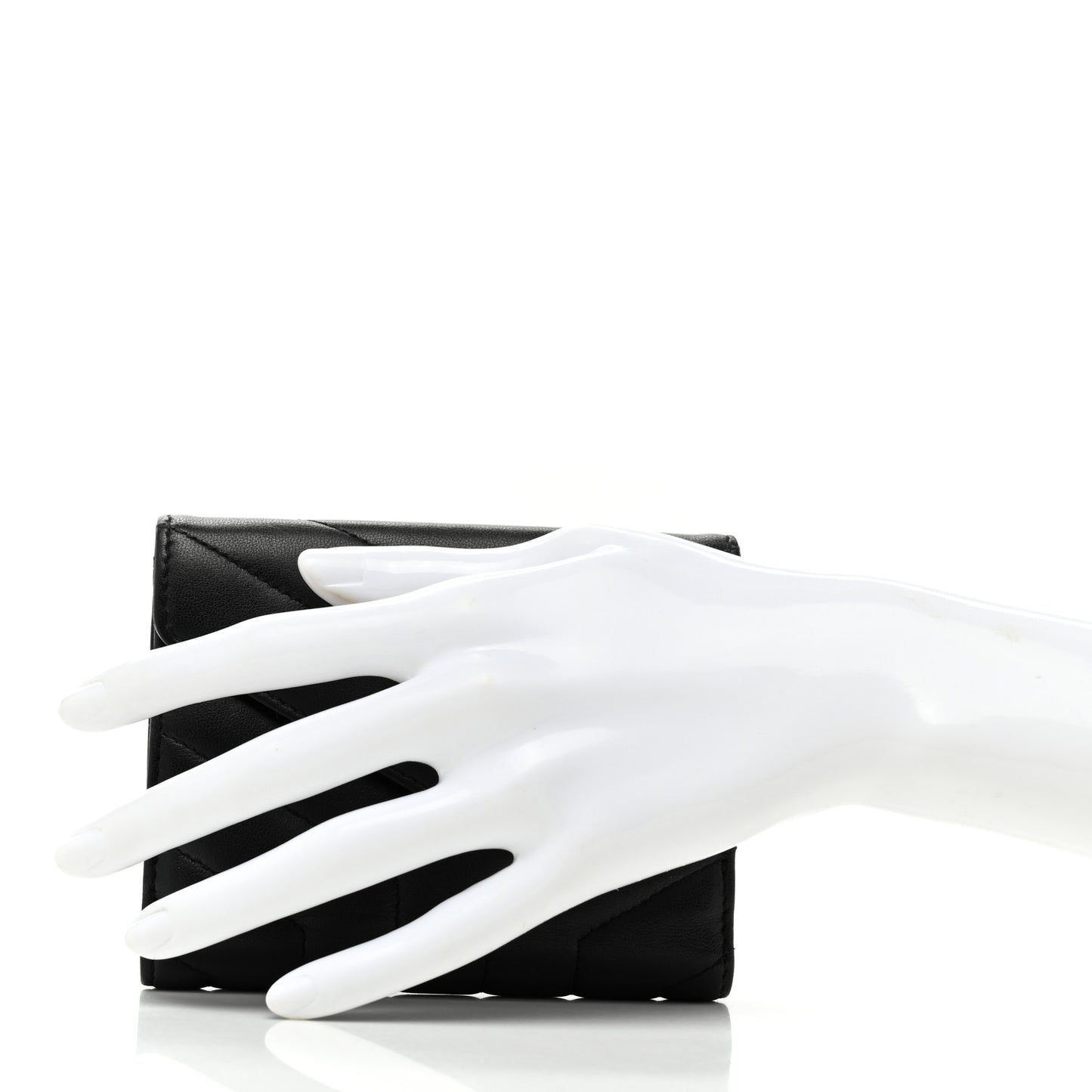 Lambskin Y Quilted Monogram Compact Loulou Wallet Black
