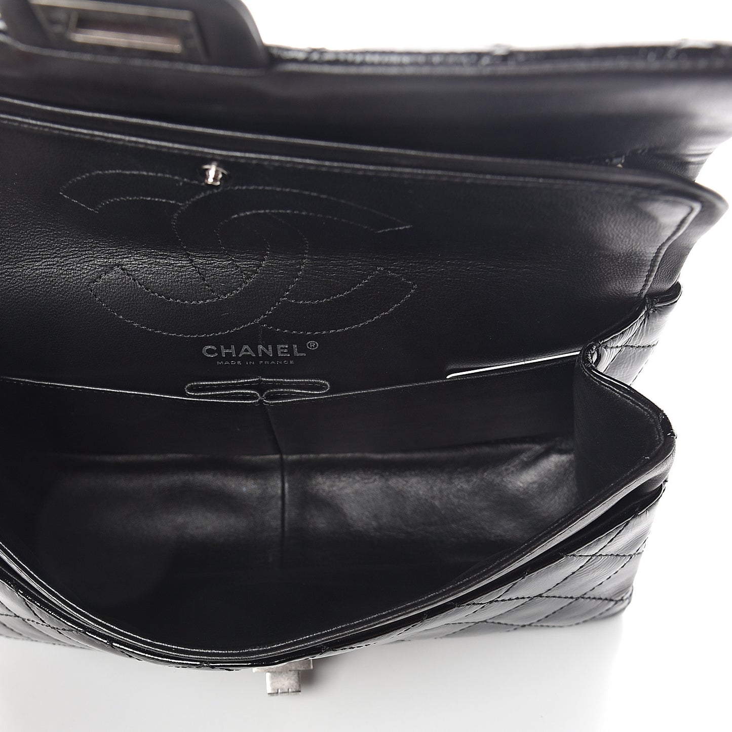 Distressed Patent Quilted 2.55 Reissue 226 Flap Black