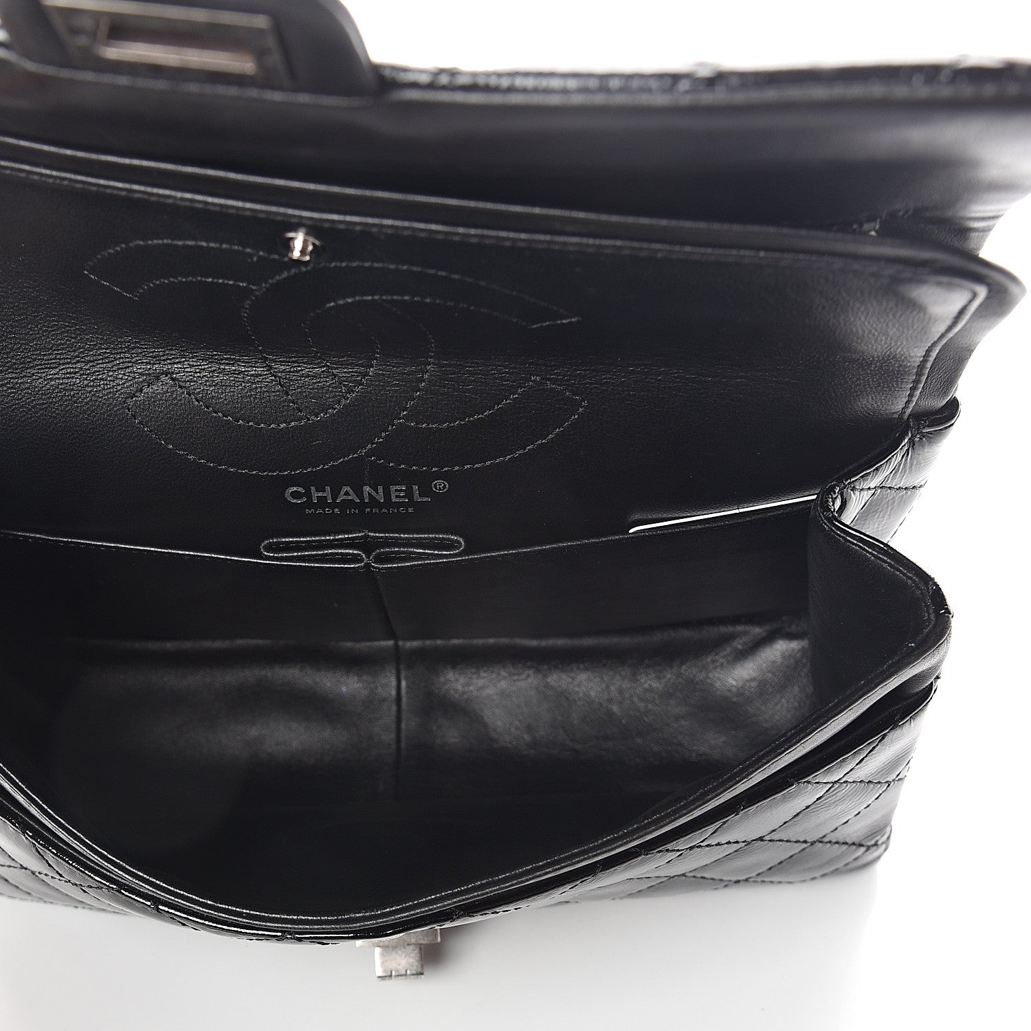 Chanel Distressed Patent Quilted 2.55 Reissue 226 Flap Black 4 of 8
