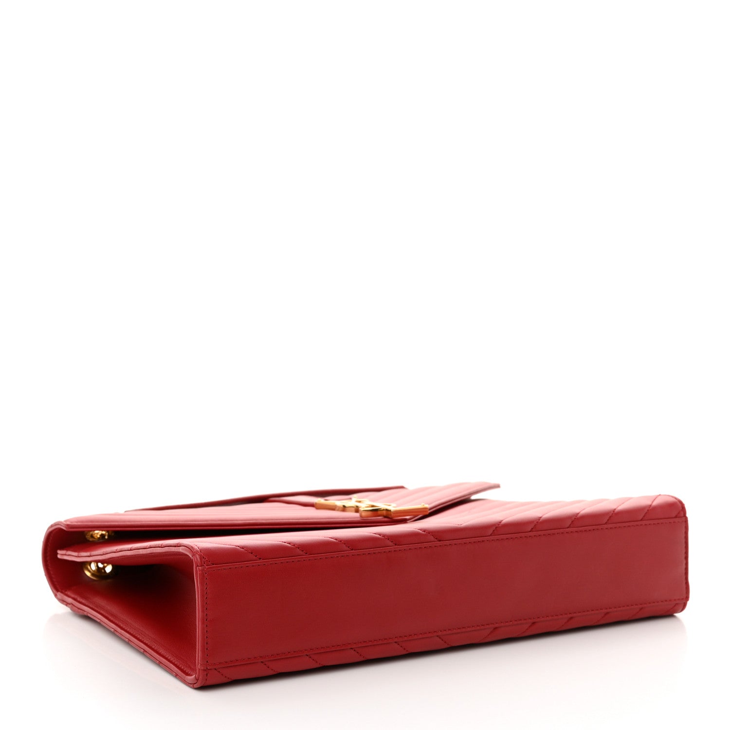 Saint Laurent Grain De Poudre Matelasse Chevron Large Monogram Satchel Lipstick Red 4 of 15