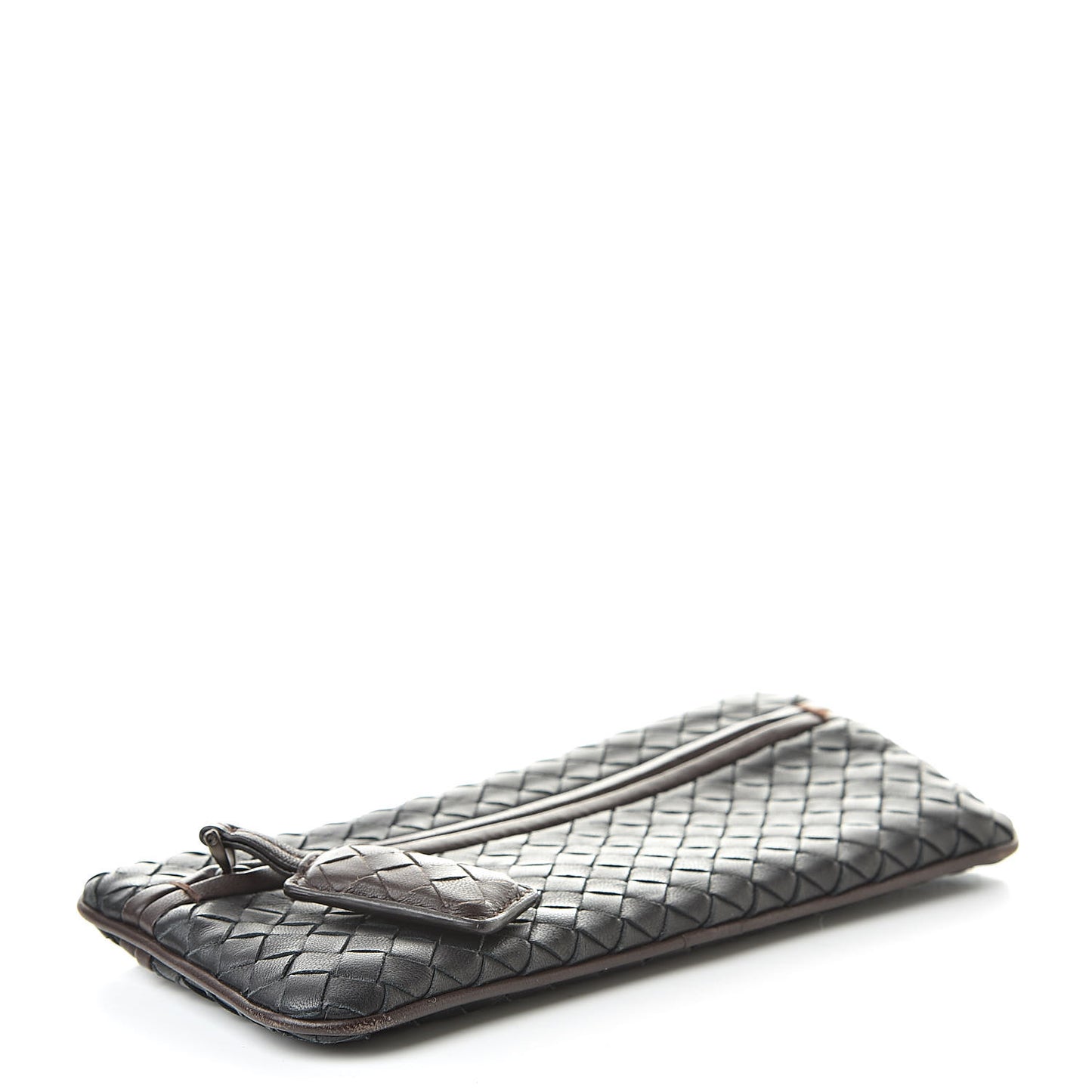 Nappa Intrecciato Zip Clutch Black Brown