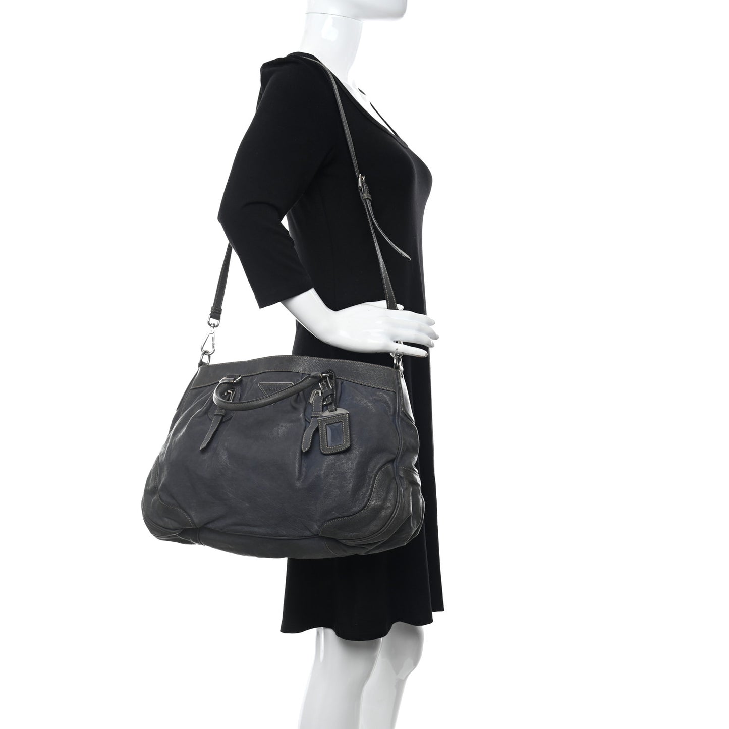 Vitello Soft Shopping Satchel Denim