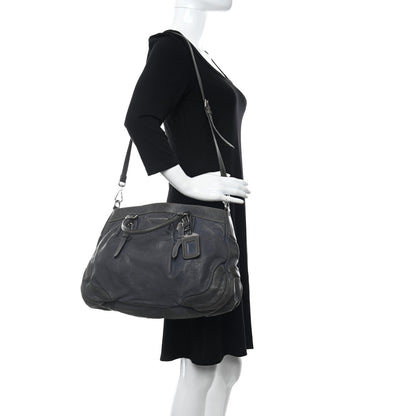 Prada Vitello Soft Shopping Satchel Denim 2 of 10