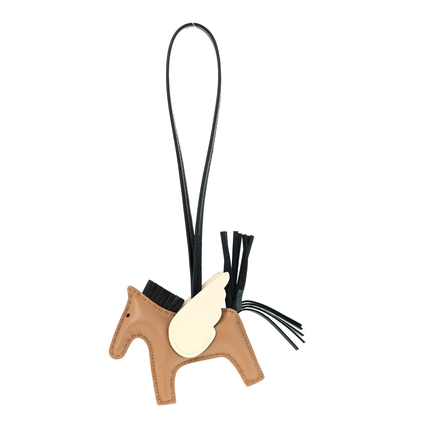 Hermes Milo Lambskin Grigri Rodeo Pegase Horse Bag Charm PM Sesame Black Nata 1 of 5