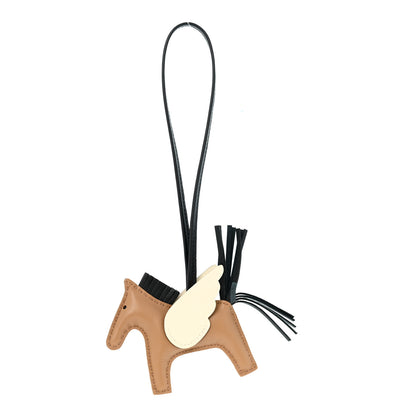 Hermes Milo Lambskin Grigri Rodeo Pegase Horse Bag Charm PM Sesame Black Nata 1 of 5