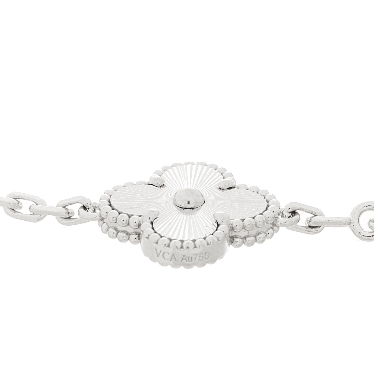 18K White Gold 5 Motifs Guilloche Vintage Alhambra Bracelet