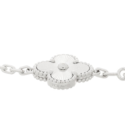 Van Cleef & Arpels 18K White Gold 5 Motifs Guilloche Vintage Alhambra Bracelet 4 of 4