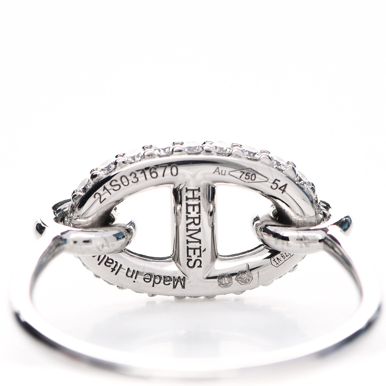 Hermes 18K White Gold Diamond New Farandole Ring 54 6.75 4 of 5