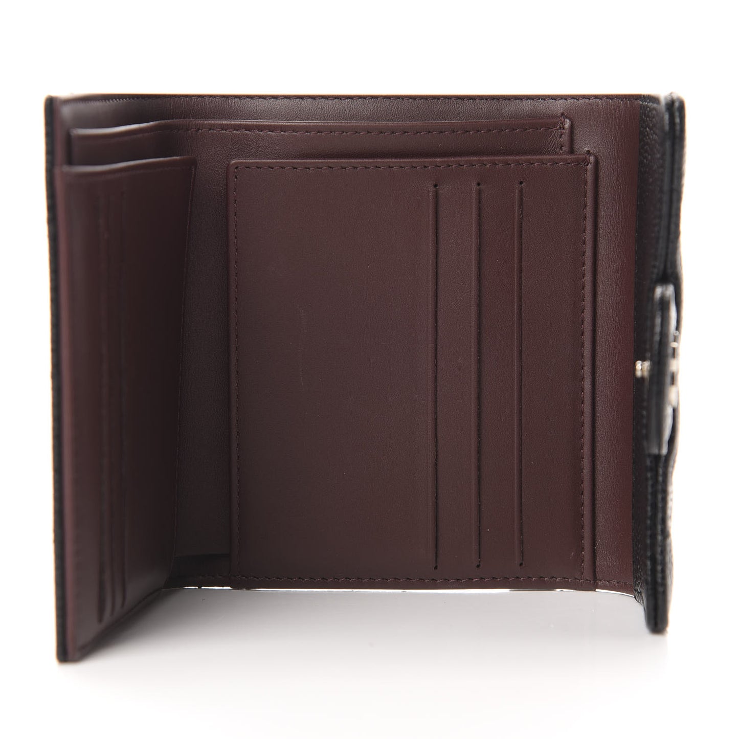 Caviar Quilted Compact Flap Wallet Black