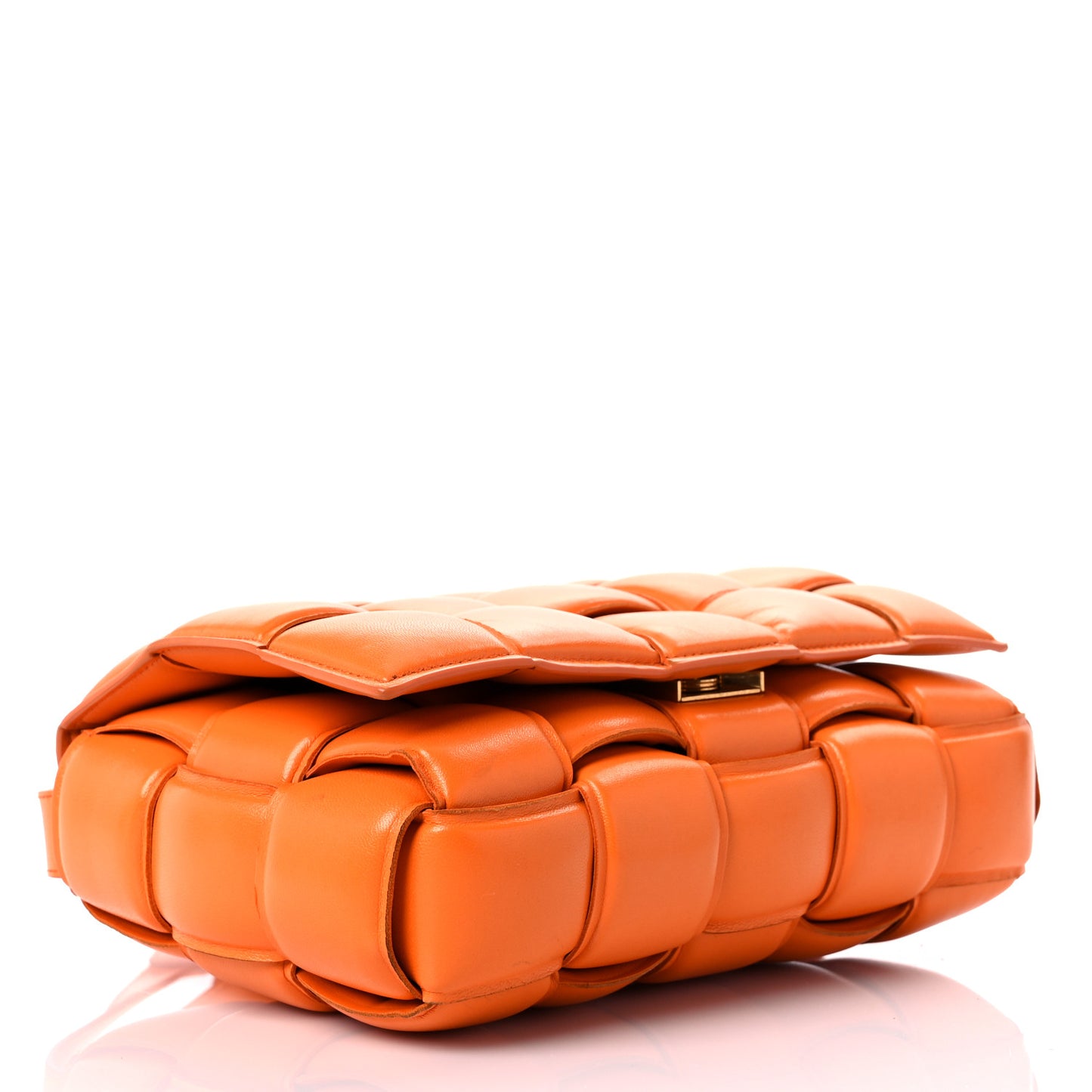 Nappa Maxi Intreccio Padded Cassette Crossbody Bag Orange