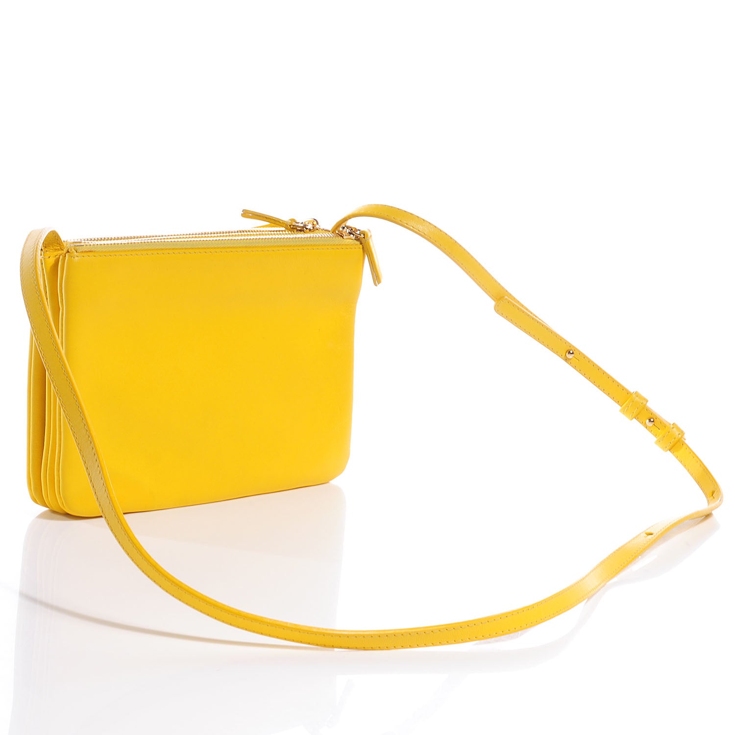 Celine Lambskin Trio Crossbody Bag Sun Yellow 3 of 9