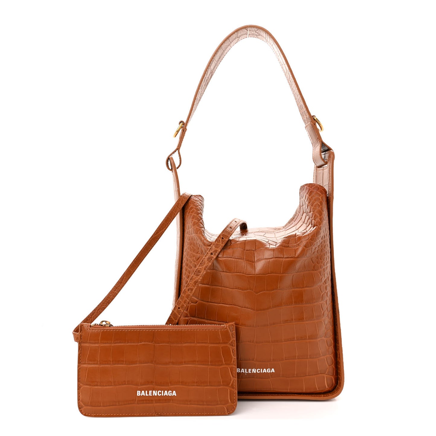 Extra Supple Calfskin Crocodile Embossed Small Tool 2.0 North-South Tote Camel