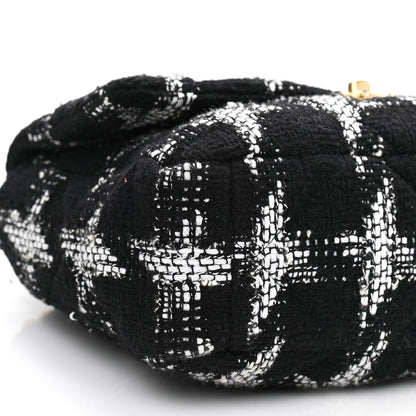 Chanel Tweed Quilted Large Chanel 19 Flap Black White 8 of 10