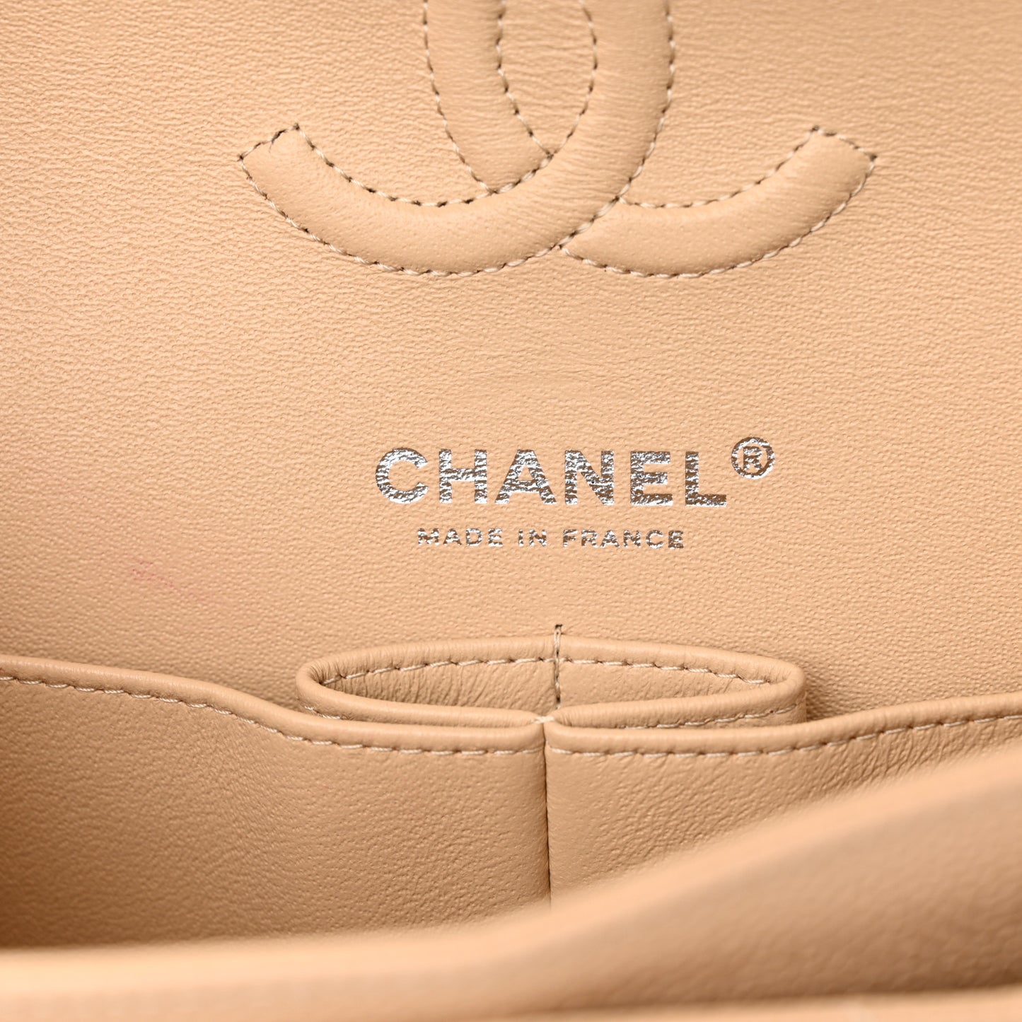 Caviar Quilted Small Double Flap Beige