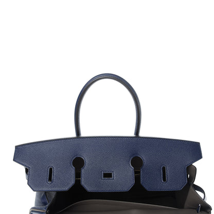Hermes Epsom Horseshoe Birkin 35 Bleu Saphir Etain 14 of 35
