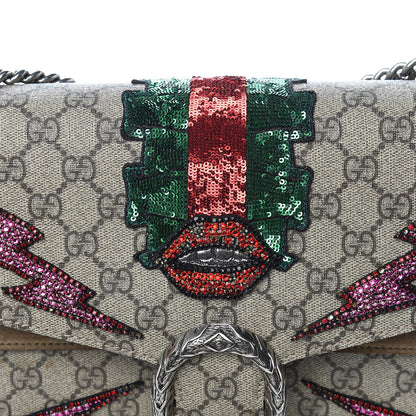 Gucci GG Supreme Monogram Lightning Embroidered Medium Dionysus Shoulder Bag Beige 11 of 15