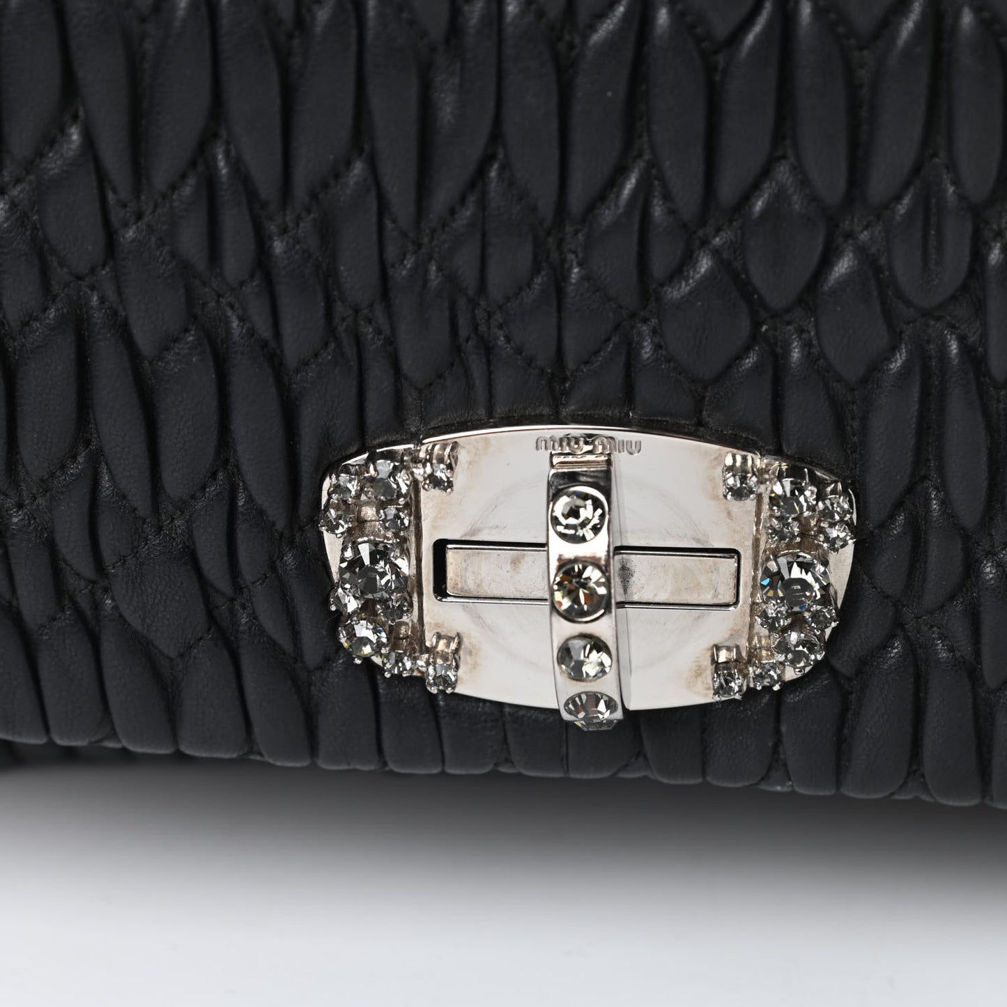 Nappa Matelasse Crystal Flap Clutch Black