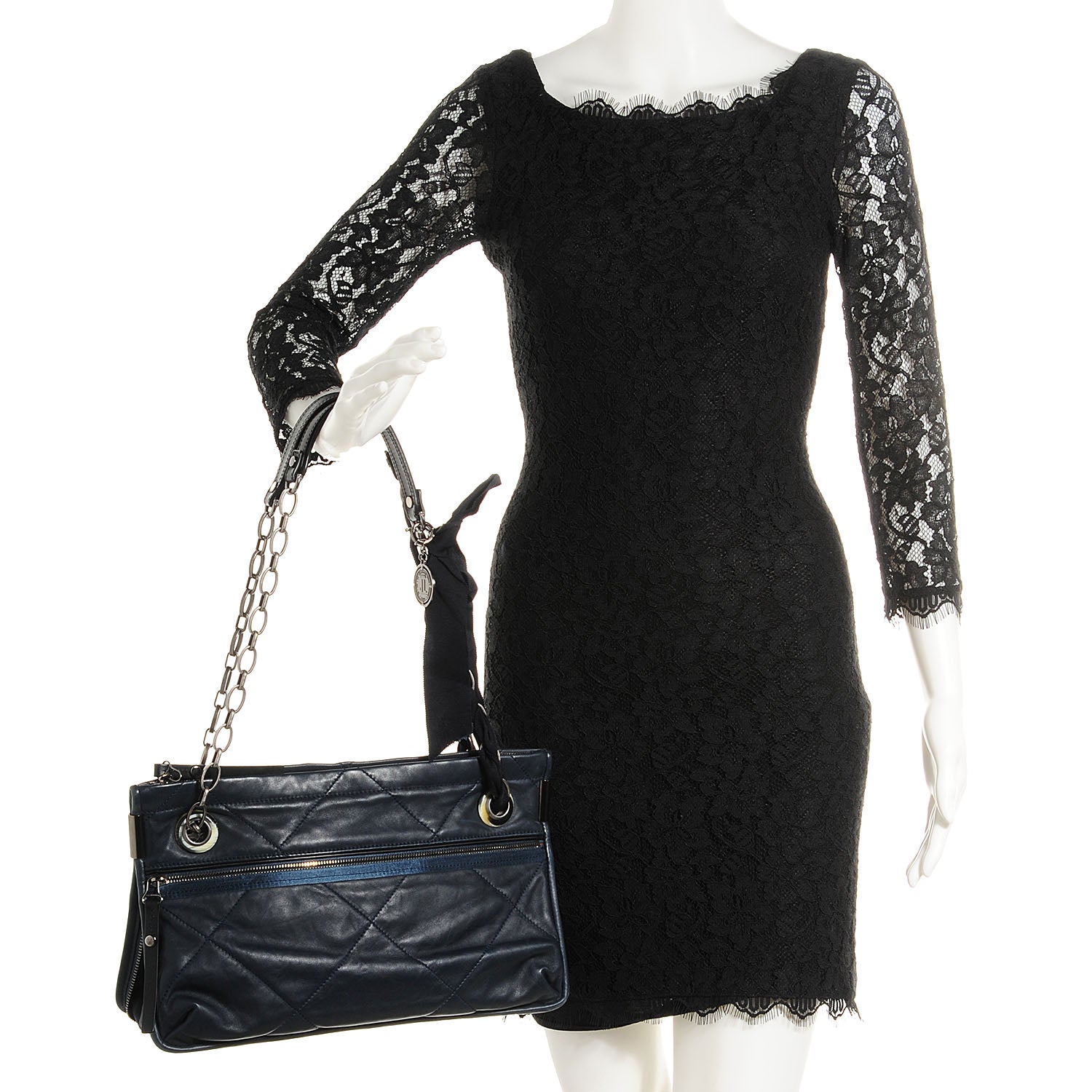 Lanvin Quilted Lambskin Amalia Medium Shoulder Bag Bleu Nuit 2 of 7
