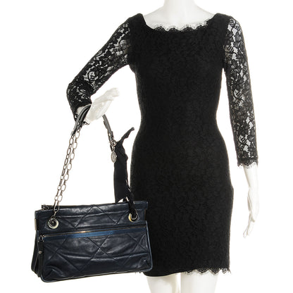 Lanvin Quilted Lambskin Amalia Medium Shoulder Bag Bleu Nuit 2 of 7