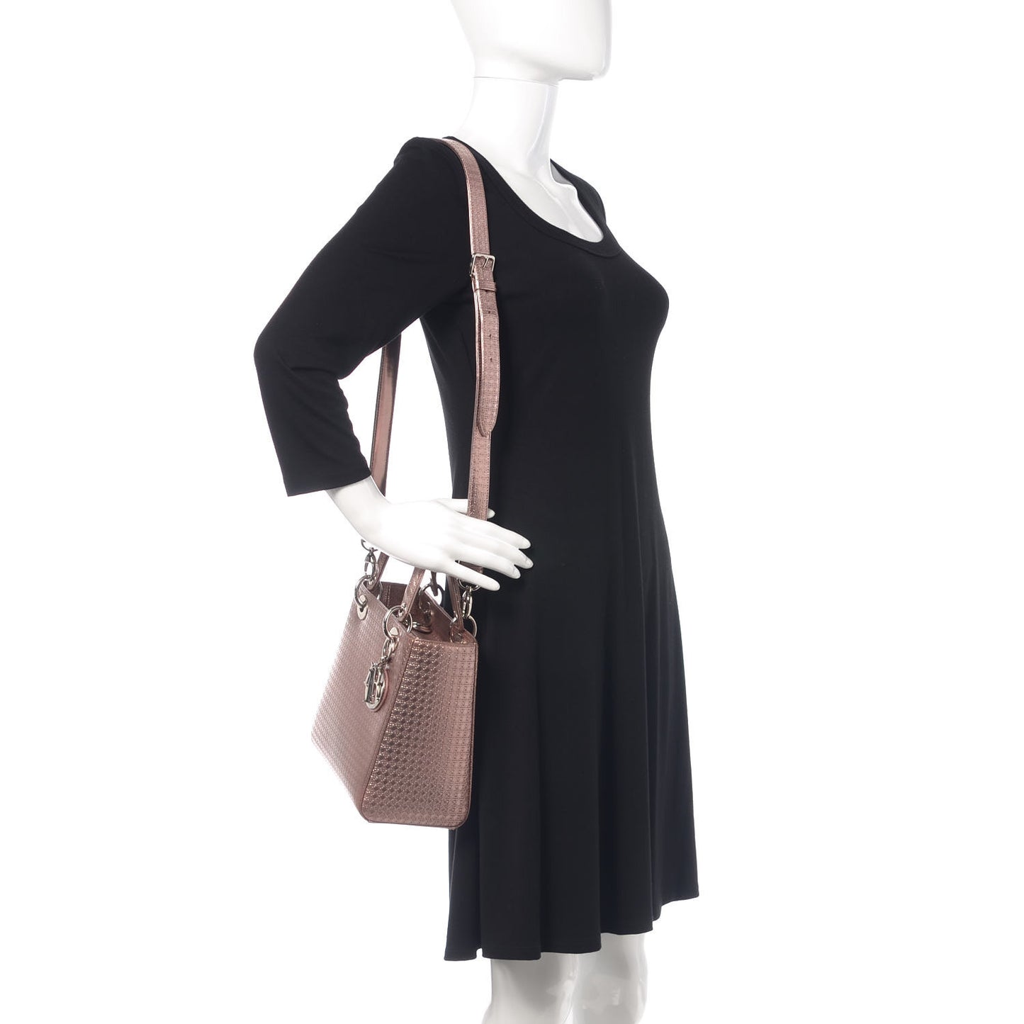 Metallic Patent Micro-Cannage Medium Lady Dior Pink