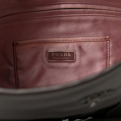 Prada Royal Calf Pleated Clutch Grafite Mordore 6 of 6