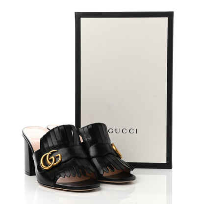 Gucci Malaga Kid GG Marmont Fringe 75mm Slide Sandals 39 Black 11 of 11