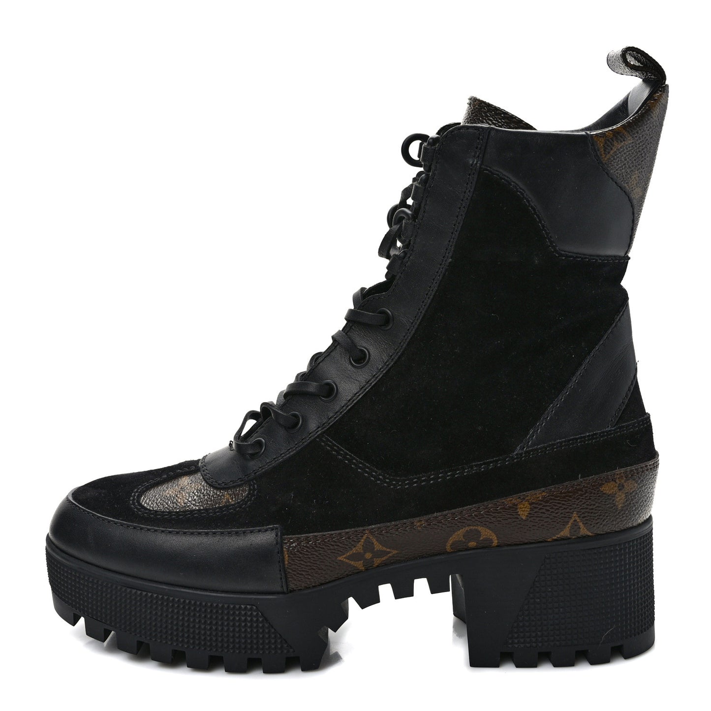 Suede Calfskin Monogram Laureate Platform Desert Boots 40 Black