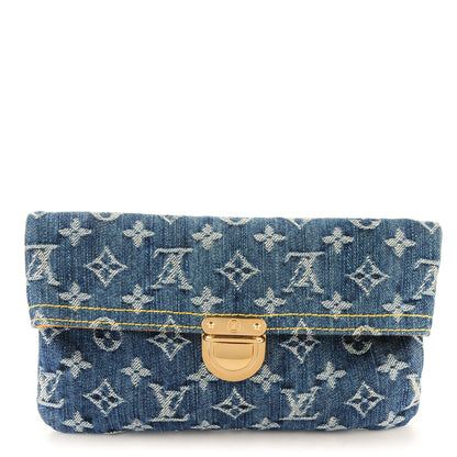Louis Vuitton Monogram Denim Pochette Plat Clutch Blue 1 of 7