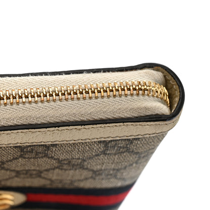 Gucci GG Supreme Monogram Textured Dollar Calfskin Web Ophidia Zip Around Wallet Beige Ebony Mystic White 11 of 13