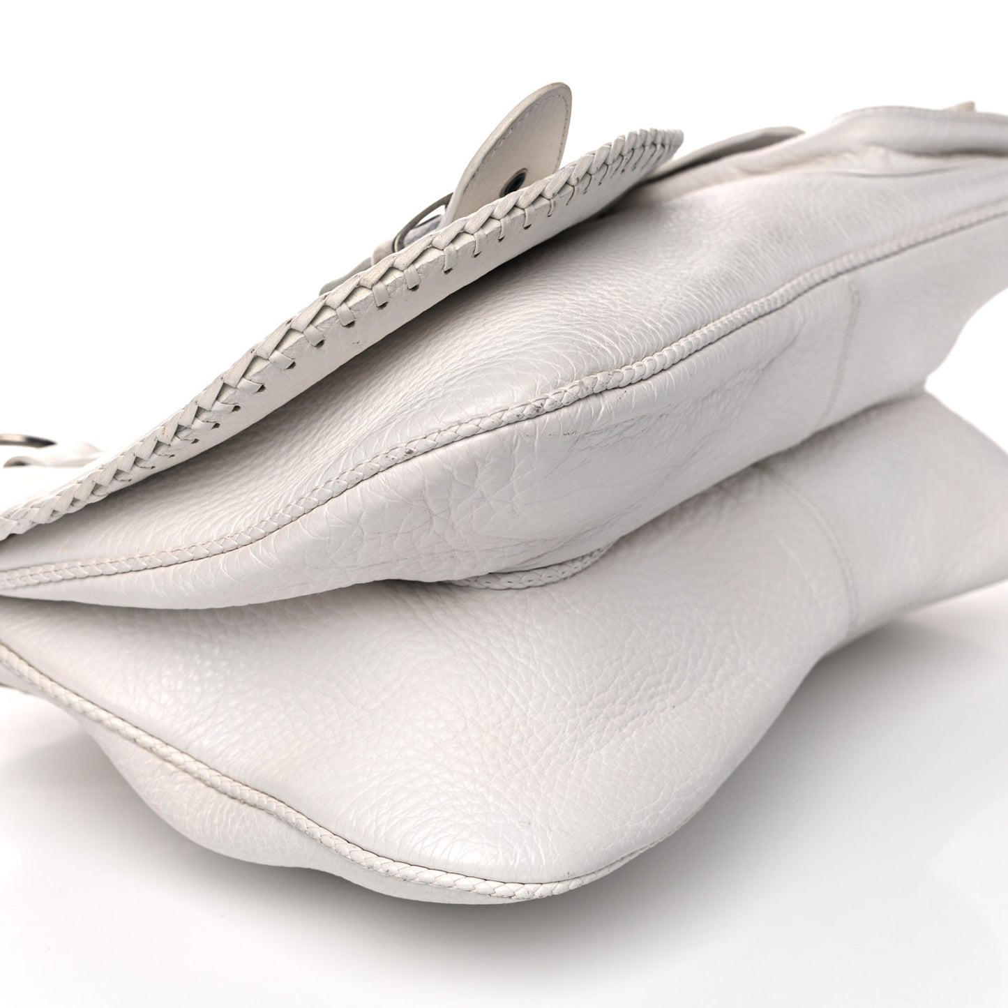 Calfskin Braided Gaucho Double Saddle Bag White