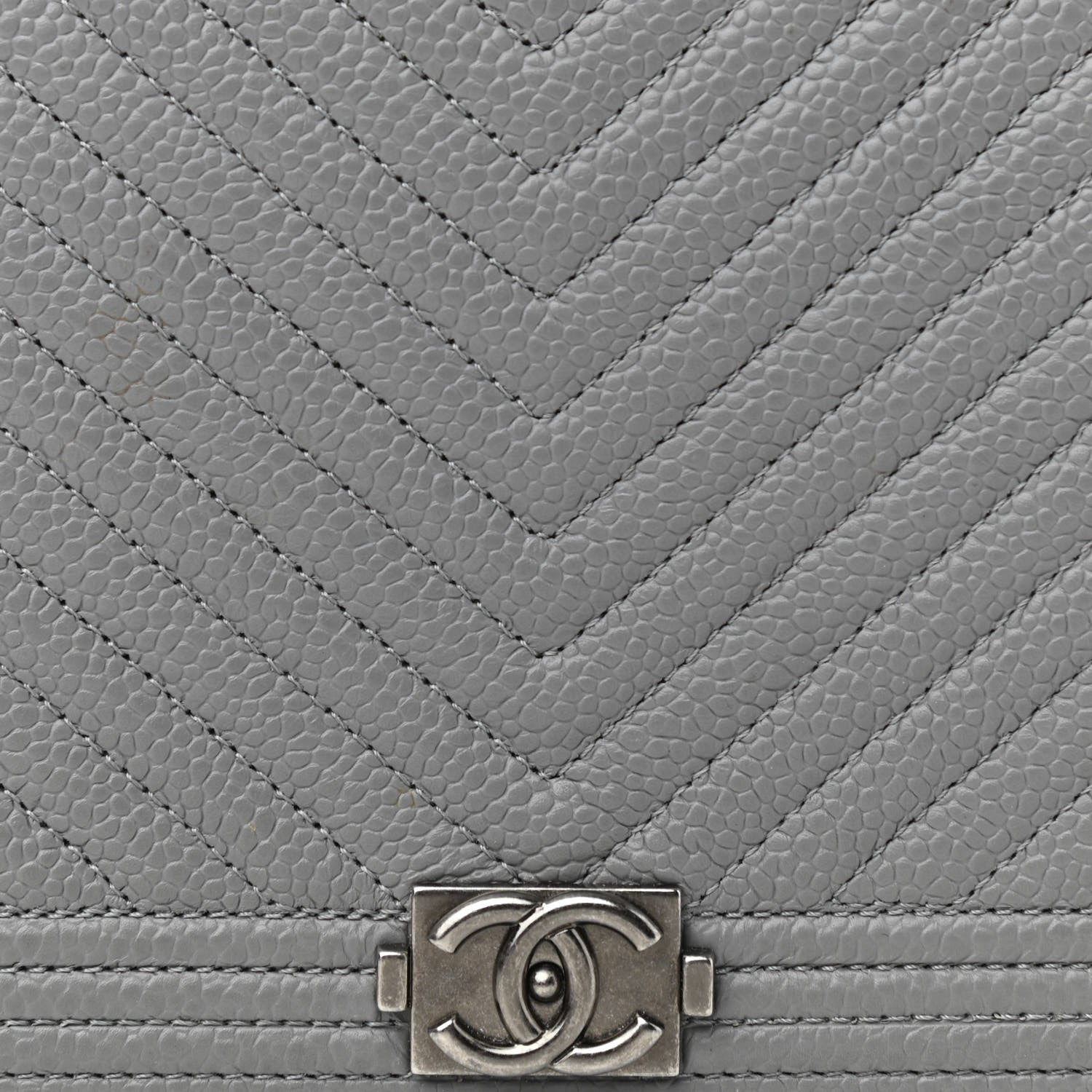 Chanel Caviar Chevron Quilted Boy Wallet On Chain WOC Grey 9 of 12
