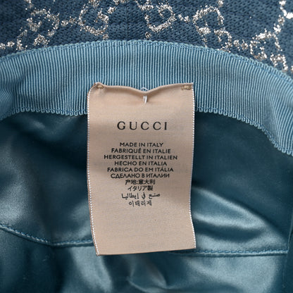 Gucci Canvas Lame GG Monogram Bucket Hat XS Light Blue Silver 9 of 9