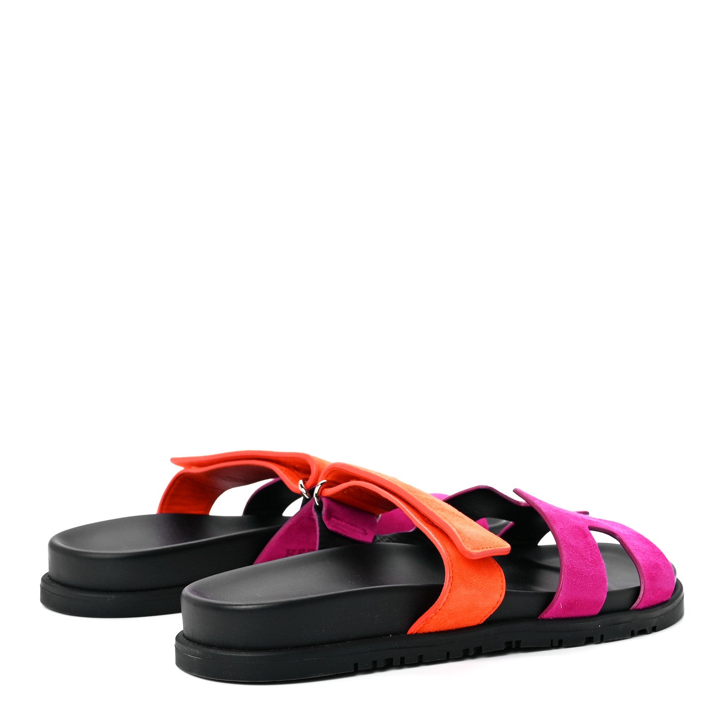 Hermes Suede Goatskin Womens Chypre Sandals 38 Rose Chapas Orange Synthetique 4 of 8