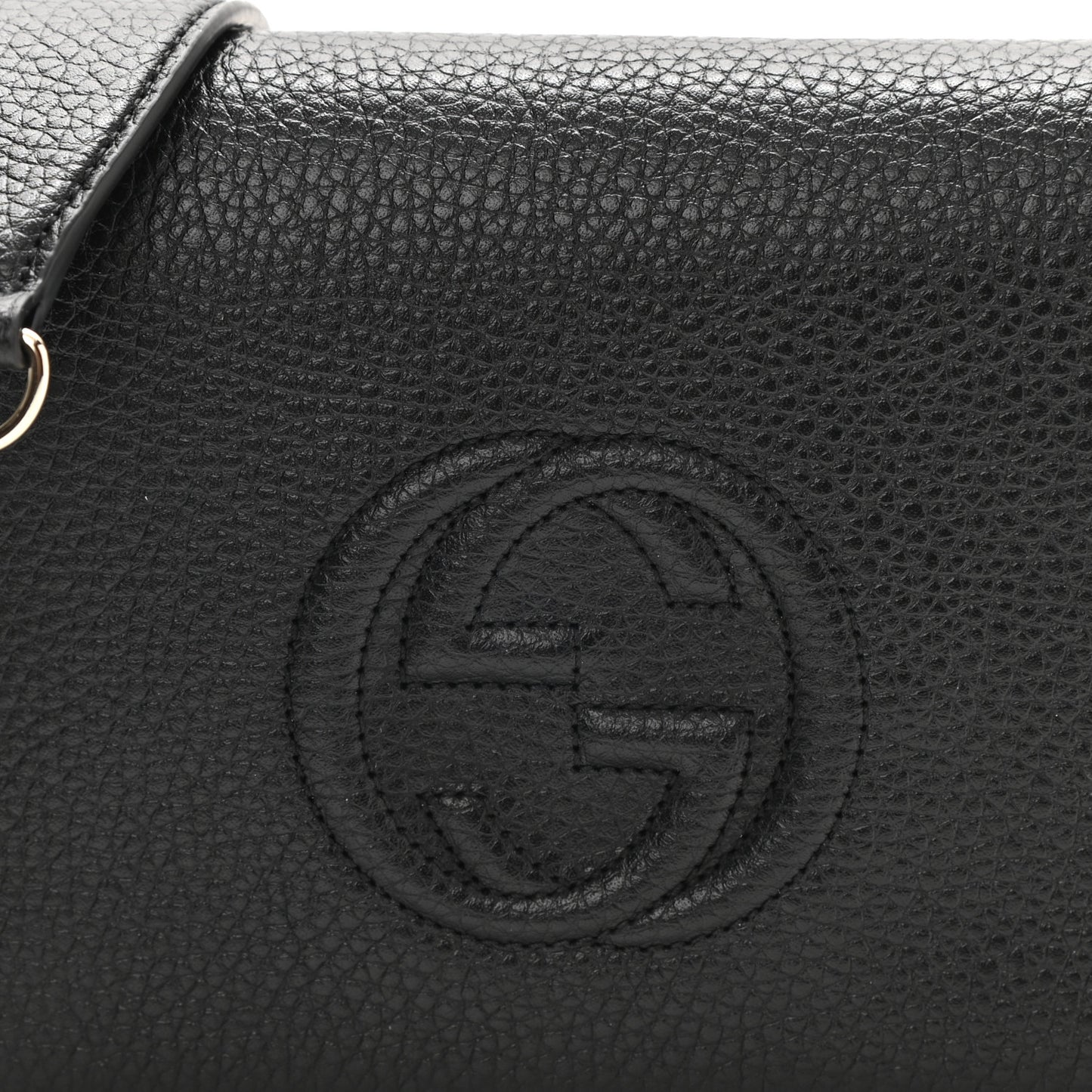 Pebbled Calfskin Soho Wallet on Chain Black