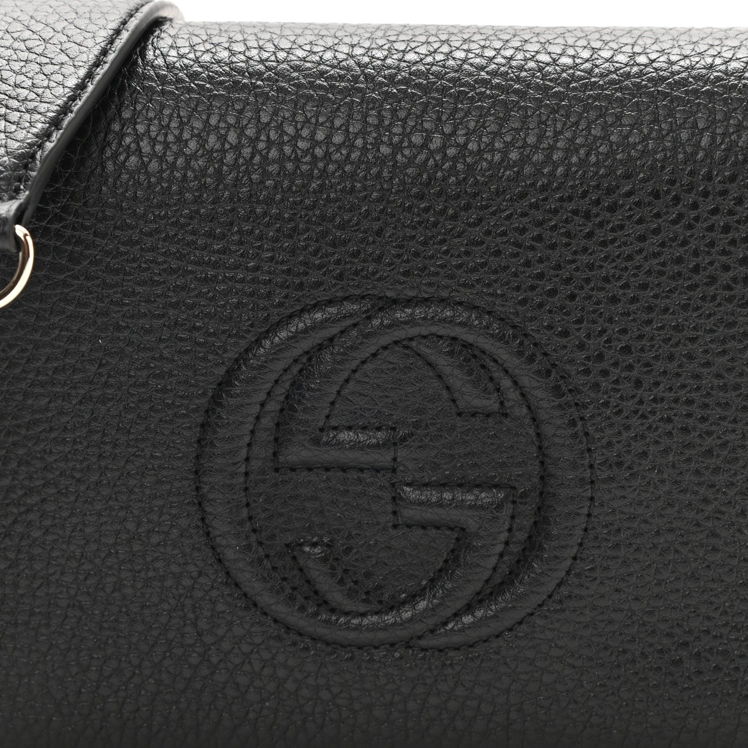 Gucci Pebbled Calfskin Soho Wallet on Chain Black 5 of 9