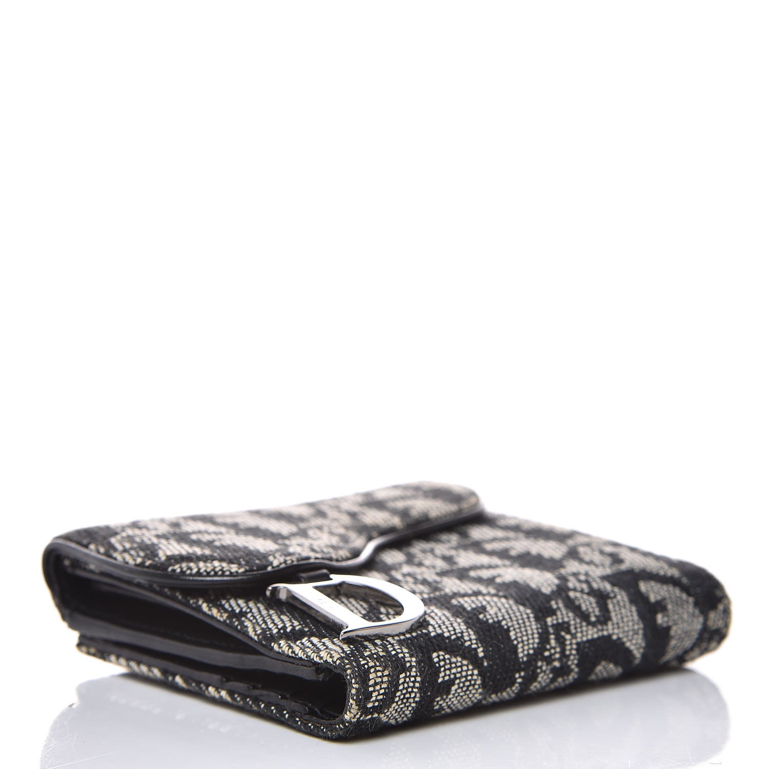 Christian Dior Monogram Compact Saddle Wallet Black 4 of 9
