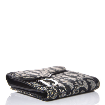 Christian Dior Monogram Compact Saddle Wallet Black 4 of 9