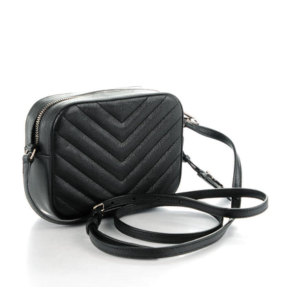 Saint Laurent Sheepskin Chevron Small Camera Bag Black 3 of 9