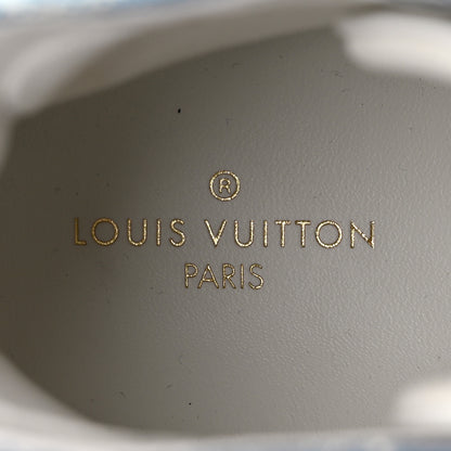 Louis Vuitton Calfskin Denim Monogram Mens Tattoo Sneaker Boots 11 White Blue 7 of 12