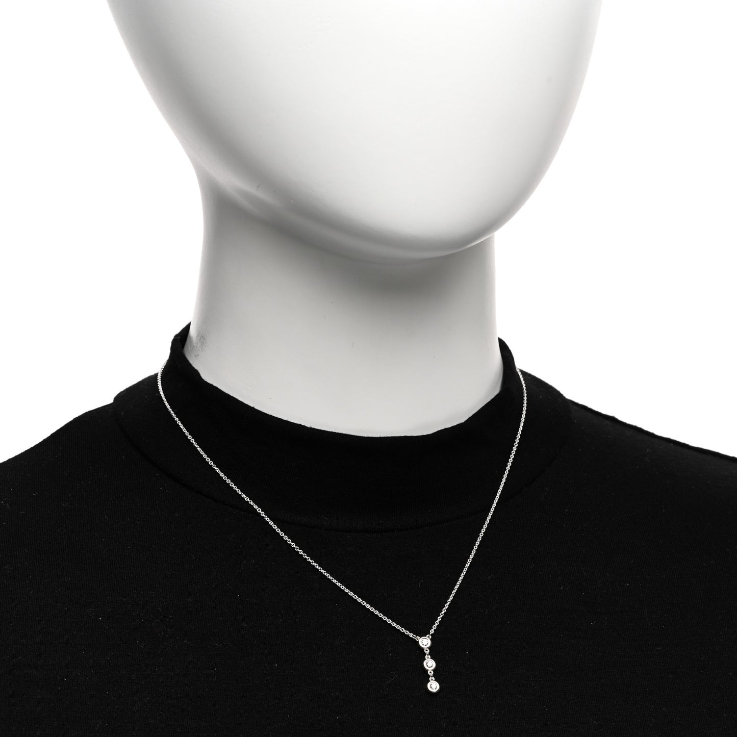 Sterling Silver Diamond .15ctw Elsa Peretti Diamonds by the Yard Drop Pendant Necklace