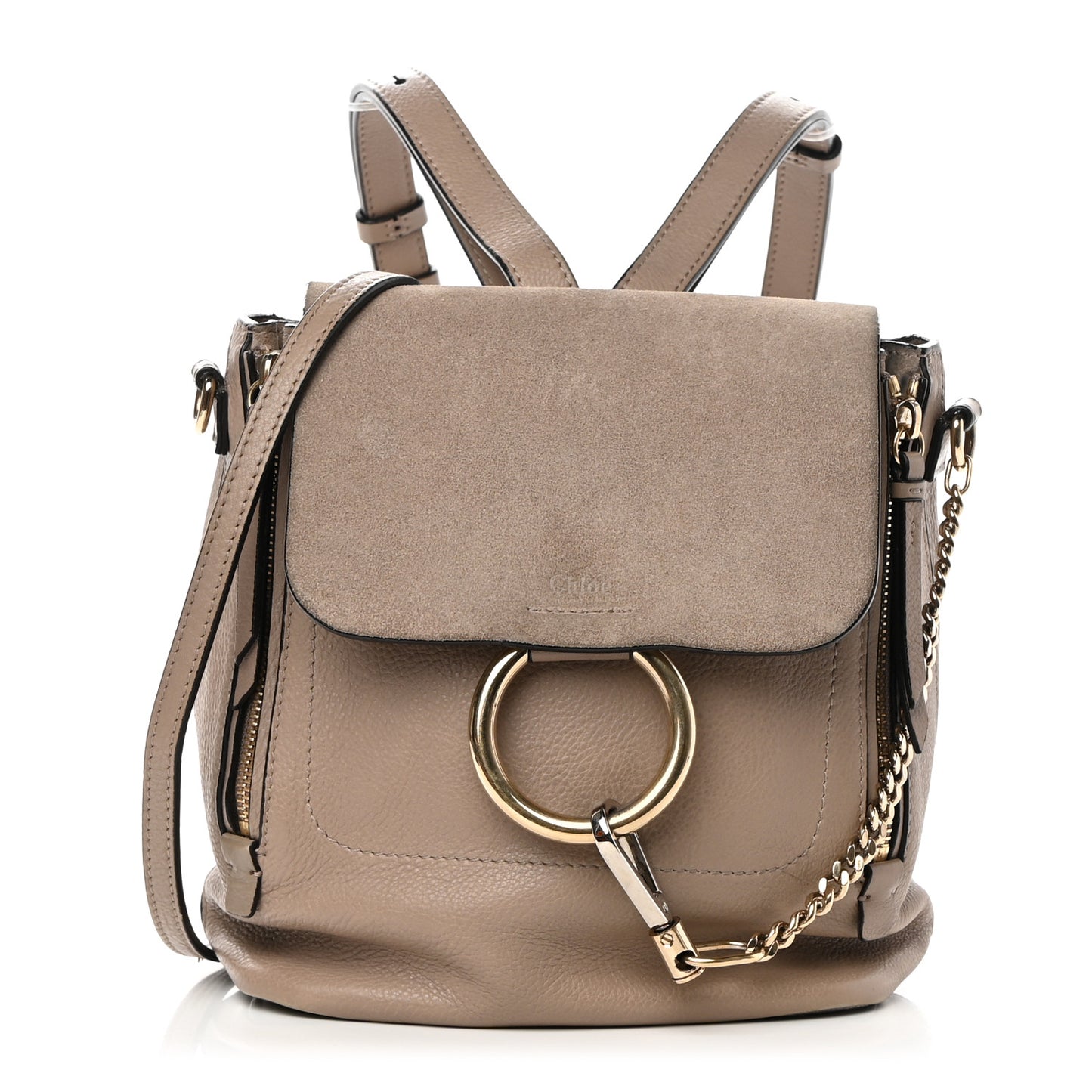 Suede Calfskin Medium Faye Backpack Motty Grey