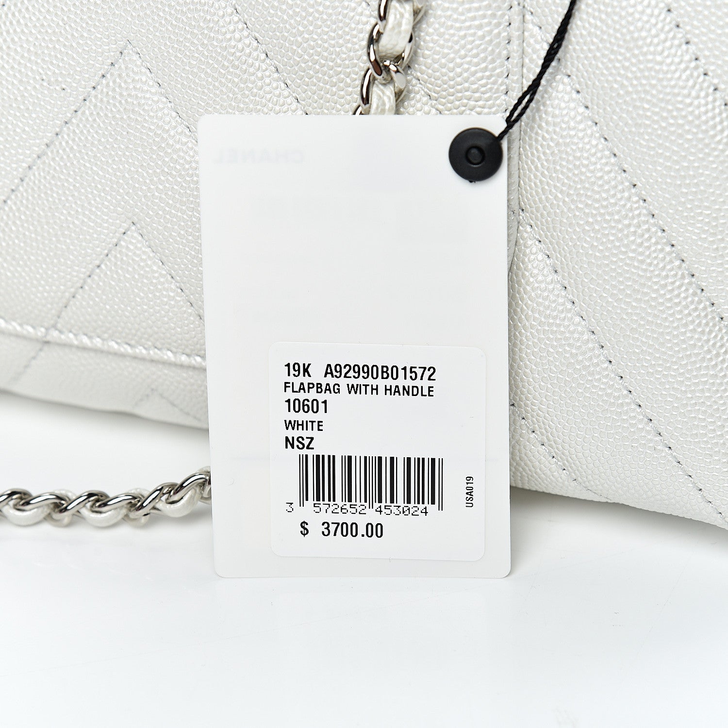 Chanel Iridescent Caviar Chevron Quilted Mini Coco Handle Flap White 10 of 11